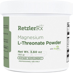 RetzlerRx Magnesium L-Threonate Powder with Magtein® - Brain-Supporting Magnesium Threonate Complex - Unflavored, Gluten-Free Supplement for Cognitive Health - 60 Servings