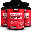 Force Factor SCORE! Hardcore, 3-Pack, Nitric Oxide Booster Supplement voor mannen met L-Citrulline, Yohimbe, Black Maca & B Vitaminen Boost verhogen uithoudingsvermogen, maximale fysieke prestaties, 360 tabletten