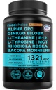12-in-1 Nootropic Brain Supplement met Cafeïne Anhydraat: Ginkgo Biloba voor Hersenondersteuning, Geheugen en Focus - B12, Alpha GPC, L Theanine en Choline Supplementen met Bioperine met 1321mg (60ct)