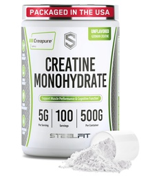 SteelFit Creapure Creatine Monohydraat Poeder, Unflavored - Duitse Micronized Creatine Powder for Men & Women - Gym Workout Voedingssupplementen voor spier Gain, Brain Health & Strength Building
