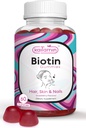 Biotine vitamine B7 Gummies voor haar huid & Nails - 5000 mcg per portie - met vlierbessen en kokosolie, 60 aardbeien Flavored Gummies - Alle natuurlijke, glutenvrije en vegetarische (pakket van 1)
