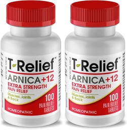 T-Relief Extra-Strength Arnica +12 Natural Relieving Actives for Back Pain gewrichtspijn Spierpijn & Stiffness, Fast-Acting Relief for Women & Men - 100 Tablets (2 Pack)