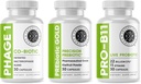 Intestinal Fortitude Gut Health Supplement Bundle - PREbiotic Gold, PRO-B11, Phage 1 - w/Gold Kiwifruit Pectin, SCFAs, and 22 Billion CFU for Microbiome Support, Gluten, Soy, & Dairy-Free Capsules
