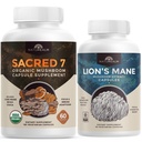 Naturealm Sacred 7 Organic Mushroom Extract Capsules & Lions Mane Mushroom Supplement Bundle - 270 Vegetarian Capsules for Immune Support and Cognitive Function