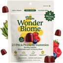 Plant People WonderBiome 2-in-1 Prebiotic + Probiotic Gummies – Zero-Sugar Vegan Digestive Health & Bloating Relief – 5 Billion CFU Bacillus Subtilis DE111 + Artichoke & Chicory – 60 Count