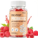 Probiotic Gummies, 5-in-1 Pre and Post Probiotics for Women & Men, with 16 Digestive Enzymes for Gut Health, Digestion, Immunity, 0 Sugar, Prebiotics and Probiotics, 60 Gummies