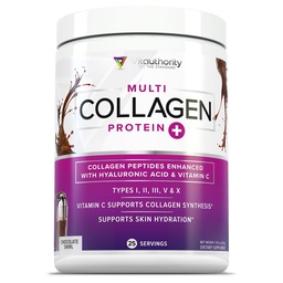 Multi Collageen Peptides Powder for Women - Gehydrolyseerde chocolade Collageen Powder for Women with Types I II III V & X Vitamin C & Hyaluronic Acid for Hair Skin and Nails (Chocolaat) - 30 Servers