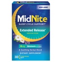 MidNite Extended Release Medium Dose, 6 mg Melatonine Slaaphulp, Non-Habit Forming, Kruidendieetsupplement voor volwassenen, Drugvrij, Glutenvrij, Lactosevrij, Vegetarisch, Veganistisch, 30 tabletten