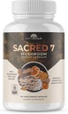 Naturealm Sacred 7 Biologische Paddestoelenpoeder voor Koffie - Premium Paddestoelensupplement Blend with Lions Mane, Reishi, Chaga - USDA Biologische Dagelijkse Wellness Blend (120 Telling (Pack of 1), Heilige 7)