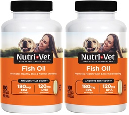 Nutri-Vet Fish Oil Supplement for Dogs,Omega 3,Fish Oil for Dogs,Pet Supplies,Pet Vitamins and Supplements,EPA DHA Formula,Puppy Vitamins,Shed Control,New Puppy Essentials,100 Count (Pack of 2)