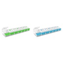 EZY DOSE Weekly 7-Day Push Button XL Pill Organizers, Arthritis Friendly, Clear Lids, Green 67571GAMT & Blue 67571BLAMT