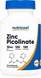 Nutricost Zink Picolinaat 30 mg, 120 capsules - Glutenvrij en niet-GMO