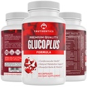TRUTHENTICS GlucoPlus - 20 Herbs, Vitamins & Minerals with Cinnamon, Chromium, Vanadium, Bitter Melon, Alpha Lipoic Acid, Magnesium - Gluten Free, Non-GMO - 60 Capsules