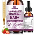 NAD+ Supplements for Men & Women, Extra Strength NMN Alternative Liposomal Nad⁺ Supplement with Resveratrol Quercetin for Cellular Energy & NAD+ Levels, Fast Absorption Liquid NAD Plus丨NON-GMO, 2Fl Oz