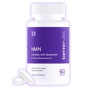Bettervits NMN Supplement with Quercetin Powder| NAD+ Resveratrol Support Formula for Cells Regeneration, Energy and Anti-Aging Support | NAD Supplements for Women & Men - 60 Capsules