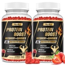Whey Protein Gummies, 9g Protein per Serving, Easy to Take Snacks for Men & Women, Recovery + Supplement Gummies for Protein Boost, Muscle, Energy Support, Strawberry Flavor, 180 Gummies