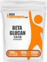 BulkSupplements.com Beta Glucan Powder - 1,3/1,6, Beta Glucan Supplements - Vegan & Gluten Free Supplement, 250mg per Serving, 500g (1.1 lbs) (Pack of 1)
