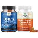 Bundel van DHEA Supplement - Dehydroepiandrosteron voor vrouwen en mannen - Hormone Balance Energy Mood en krachtige dagelijkse multivitamine Gummies met vitamine D A C E B12 Zink & Biotine voor energie en immunogezondheid