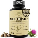 USDA Organic Milk Thistle Liver Detox Supplement 80% Silymarin, 250 mg met Beetwortel & Artichoke Extract voor leverondersteuning & spijsvertering, Made in USA, 120 Capsules (2 maand aanbod)