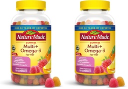 Nature Made Womens Gummy Multivitamins with Omega-3, Multivitamin for Women for Daily Nutritional Support, 150 Gummies, 75 Day Supply, (Pack of 2)