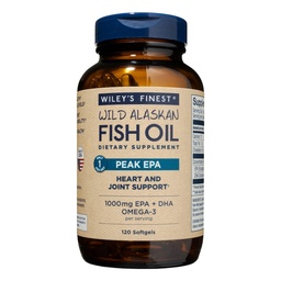 Wiley's Finest Wild Alaska Fish Oil Peak EPA - Triple Strength Peak EPA & DHA Supplement - 1000mg Fish Oil - Omega-3s for Joint Health Support - 120 Softgels (120 Servings)