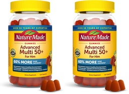 Nature Made Advanced Multivitamin Gummies 50 + for Him, Mens Multivitamins Gummies with Magnesium Citrate, Vitamin D3, Zinc, All 8 B Vitamins, 84 Multi Vitamins, 28 Day Supply,(Pack of 2)