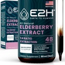 E2H Vlierbes Siroop - Powerfull Antioxidants Supplement van biologische Vlierbessen Extract - Sambucus Vlierbessen Siroop voor kinderen & volwassenen voor Immune Support - Non-GMO, Vegan - 2 Fl Oz