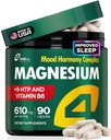 Magnesium Complex for Women – Magnesium for Sleep, Advanced 610mg with Glycinate, Citrate & Vitamin B6 for 3X Absorption + 5-HTP – Supports Sleep, Relaxation, Nerve, Muscle, Bone & Energy Health