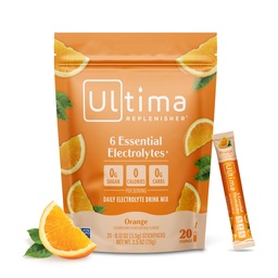 Ultima Replenisher Daily Electrolyte Powder Drink Mix Sugar Gratis Oranje, 20 Stickpacks, Hydration Packets met 6 Key Electrolytes en Trace Minerals