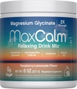 Relaxing Drink Mix | Raspberry-Lemonade Flavor | Magnesium Glycinate, KSM-66 Ashwagandha, L-Theanine & Vitamin D3 | MaxCalm | Gluten-Free, Vegan | 8 Ounce Powder
