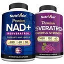 Nutrivein Premium Resveratrol & NAD Resveratrol Supplement Bundle: Powerful Synergistic Supplement Pair Enhanced with Green Tea Leaf & Acai Berry - Aging, Cognition, Defenses, Metabolism, & Joints