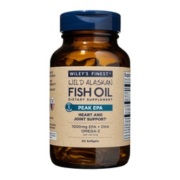Wiley's Finest Wild Alaska Fish Oil Peak EPA - Triple Strength Peak EPA & DHA Supplement - 1000mg Fish Oil - Omega-3s for Joint Health Support - 60 Softgels (60 Servings)