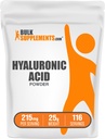 BulkSupplements.com Hyaluronzuurpoeder - als natriumhyaluronaat, hyaluronzuursupplementen - Food Grade, Glutenvrij - 215mg per portie, 25g (Pack of 1)