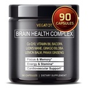 VEGATOT Brain Booster Brain Health Complex Supplement Geconcentreerd met CoQ-10 VIT B6 Lion's Mane Ginkgo Biloba Lemon Balm Ginseng - Focus Geheugen Energie