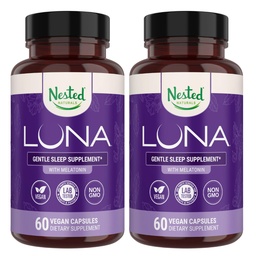 Nested Naturals Luna Slaaphulp - Niet-Habit vorming natuurlijke slaappillen voor volwassenen met natuurlijke bron ingrediënten - Valeriaan wortel, Melatonine, kamille, Citroen Balm, en Meer - 120 Vegan Capsules