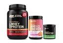 Optimale voeding Starter Pack: Micronized Creatine Monohydraat Poeder (60 porties), Amino Energy Tropical Sunrise (30 porties) en Gold Standard 100% Whey Double Rich Chocolate (29 porties)