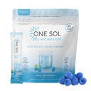 Een Sol BCAA & Electrolyte poeder voor hydratatie en energie, natuurlijke formule, 100% veganistisch, niet-GMO, glutenvrij en sojavrij, bevordert spiergroei en herstel, natuurlijke blauwe framboos smaak