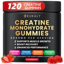 Creatine Monohydraat Gummies for Men & Women, 9000MG Creatine Gummies Sugar Free with L-Taurine, BCAA 2:1, B12 B6 for Boost Strength, Focus & Endurance, Vegan, Non-GMO, Aardbei, 120st