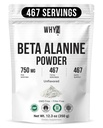 Whyz Beta Alanine Powder Pure Beta Alanine Pre-Workout Supplement for Sustained Energy for Men and Women, Alanine Supplement for Endurance, 467 Servings, 350g (12,3 lb)