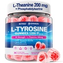 L Tyrosine Gummies Supplement 1200mg, GABA L-Theanine Supplement 200mg met Magnesium Glycinate Vitamine B6, D3 & C - Kalm & Focus Gummies - Hersensupplementen voor geheugen, Mood & Relax voor volwassenen, Veganistisch