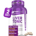 Herbtonics Liver Cleanse Detox & Repair Supplement with Milk Thistle & Artichoke 20-in-1 Liver Support Formula, Energy & Overall Health 