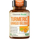Ginkgo Biloba Supplement met Kurkuma Curcumine en zwarte peper voor hoge absorptie - Ginko Biloba Capsules met Curcuma for Focus, Memory Support, Joint & Brain Health - NonGMO - 180 Vegan Capsules