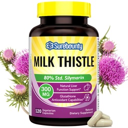 Melkdistel, geconcentreerd zaadextract, leverondersteuning Reiniging Detox, vette leversupplementen, non-GMO, geen gluten en soja, 120 veggiecaps, 4 maanden levering