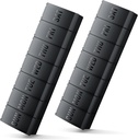 Large Pill Organizer 2 Pack, Easy-Open Weekly Pill Organizer, XL Daily Pill Organizers, 7 Day Medicine Pill Organziers, Medicine Box 7 Day for Large Vitamin Supplements (Double Black)