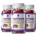 10-in-1 Saffron Gummies Supplementen met L-Theanine 200mg, GABA, Ashwagandha, Kurkuma, Luteïne, Zeaxanthine & Astaxanthine voor Mood, Focus & Eye Support Sugar Free, Vegan, Berry Flavor, 3 Pack