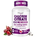 Shiny Leaf Bariatric Calcium Citrate 600mg with Magnesium & Vitamin D3, Cherry Flavor Fast Dissolve Tablets, High Absorption Calcium Supplement, Non-Chalky Alternative to Chewable Gummies, Pack of 1