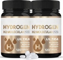 Hydrogen Water Tablets, Molecular Hydrogen Supplement for Cognitive Function & Energy, Create Water with Refreshing Hydration, 2 Bottles (240 Tablets Total)