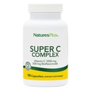 NaturesPlus Super C Complex - 90 Capsules - 1000 mg Vitamin C + 500 mg Bioflavonoids - Vegetarian, Gluten Free - 45 Servings