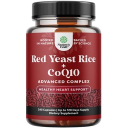 Red Gist Rice with CoQ10 Supplement - Advanced Healthy Heart & Healthy Cholesterol Levels Formula for Men & Women - Extra Strength Capsule with Red Gist Rice 1200 mg Capsules with CoQ10-240 Count