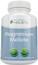 Magnesium Malate 400mg Tablets - 50% More 270 Vegan Tablets - Chelated Magnesium Supplement with Malic Acid - Promotes Energy Production and Muscle Recovery - High Absorption